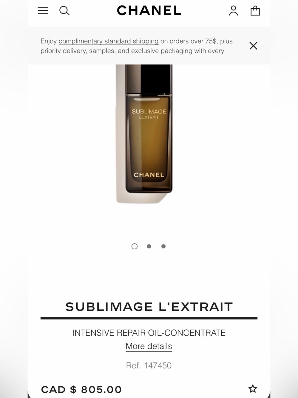 CHANEL Sublimage L'Extrait Intensive Repair Oil-Concentrate — Amber Brown